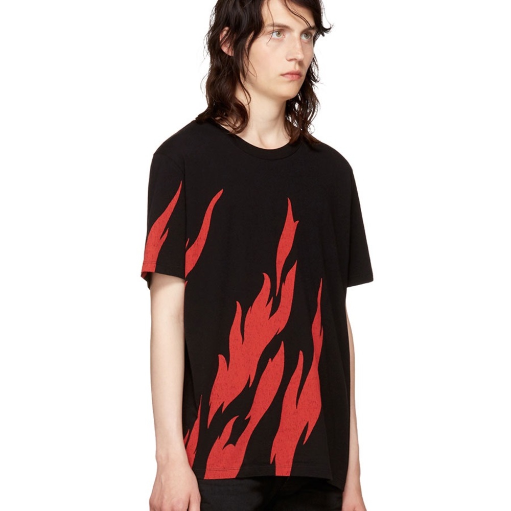 Saint Laurent black flame T-Shirt men’s XS
